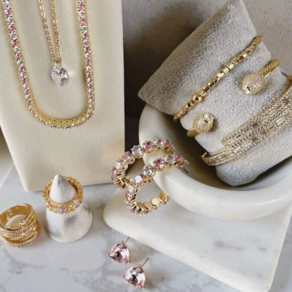 Rare Park Lane Amelia Necklace Pink and Clear CZ Tennis Necklace - Picture 2 of 3